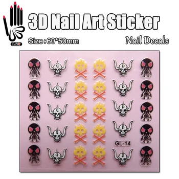 1 Sayfalık 3D Nail Art Sticker GL14 Oxhorn Kafatasları Tasarım Nail Art Transferi Sticker çıkartma Tırnak Sanat İçin Dekorasyon