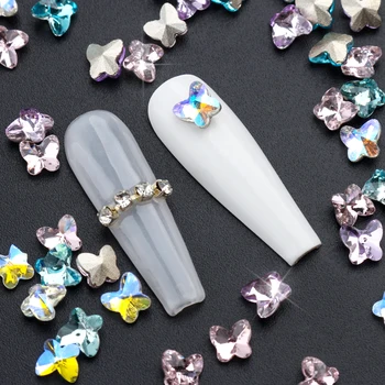10 Adet 3D Tırnak Charm Kristal dekoratif kelebek Renkli Tırnak Aksesuarları Takı Taşlar Kadınlar Kızlar için Tırnak Tasarım tırnak Dekor