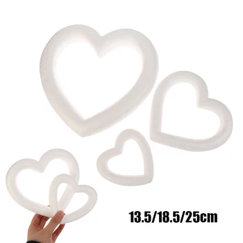 13.5 18.5 25cm Beyaz İçi Boş Kalp Köpük Kalıp Beyaz Zanaat Topları sevgililer Günü Partisi Dekorasyon Düğün Dekor DIY Çocuklar Favor Yeni