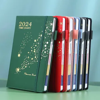2024 Deri İngilizce Planlayıcısı Dizüstü Günlük Planlayıcısı A5 Çizgili Dergi Planlayıcısı 150 Sayfa Basit İş Ofis Okul Malzemeleri