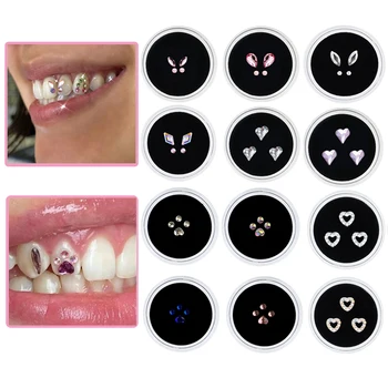 3/4 adet / kutu Diş Diş Mücevher Strass Dentaire Diş Takı Kristal Elmas Gemas Dentales Oral Dekorasyon