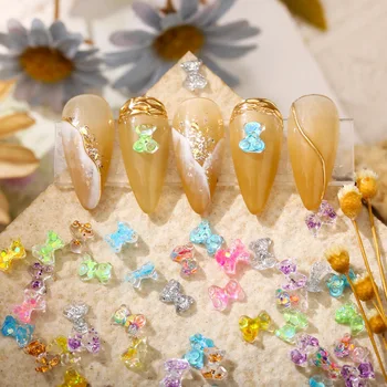 50 adet Manikür ayı sequins küçük mini renkli üç boyutlu kristal sihirli şeker tırnak mücevheri elmas
