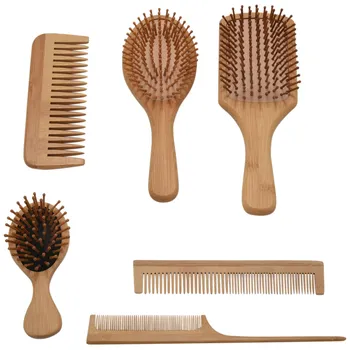 6 Adet / takım Ahşap Tarak Sağlıklı Kürek Yastık Saç Dökülmesi Masaj Fırçası Saç Fırçası Tarak Derisi Saç Bakımı Sağlıklı Bambu Tarak