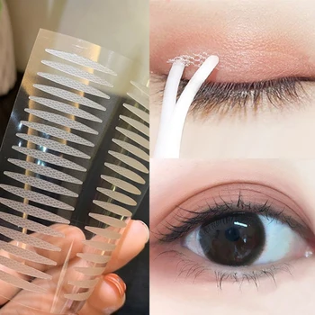 6 Sac örgü Dantel Çift Göz Kapağı Sticker Su Geçirmez Doğal Görünmez Kendinden Yapıştırıcı Şeffaf İnce / Geniş gözkapağı bandı Gözler Makyaj