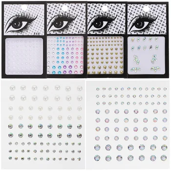 6 Yaprak Sticker Yüz yapay elmas çıkartmalar Kristaller Kız Gözler Jewels Taşlar Glitter