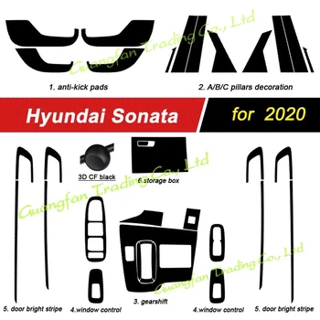 Araba-Styling 3D / 5D Karbon Fiber Araba İç Merkezi Konsol Renk Değişim kalıp Sticker Çıkartmaları Hyundai Sonata YF 2020