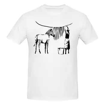Banksy Zebra T Gömlek Pamuk Kısa Kollu Özel Erkekler Tshirt