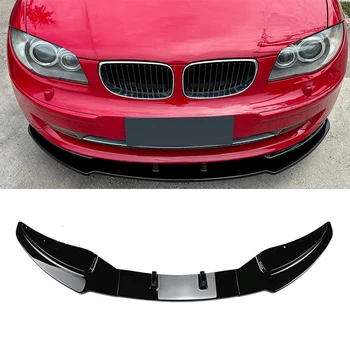 BMW 1 Serisi için E81 E82 E87 E88 LCI Standart Model 2007-2011 Parlak Siyah Araba Ön ÖN TAMPON Splitter Spoiler Difüzör Tuning