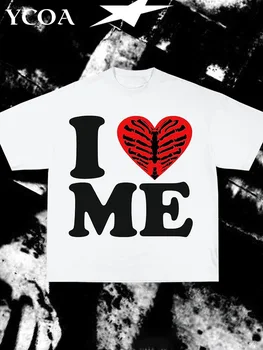Büyük boy T-Shirt Y2k Tees Tops Kısa Kollu Pamuklu Kafatasları Goth Yaz Grafik Harajuku Kore Moda Kpop Streetwear Giyim