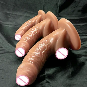 Büyük Dildos Süper Büyük Penis Kadınlar İçin Seks Oyuncak Sünnet glans penis Anal Ultra simüle tıbbi silikon Eti kahverengi Yetişkinler 18