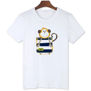 Cep Maymun Karikatür Baskı T-shirt erkek komik sevimli en kaliteli yaz rahat kısa kollu B1-18