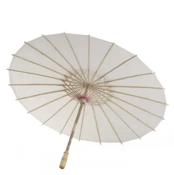 Düğün Gelin Şemsiye Beyaz Kağıt Şemsiye Ahşap Saplı Çin Zanaat Şemsiye LX6333