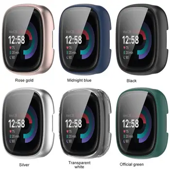 Ekran Koruyucu Kılıf Fitbit Sense 2 Versa 4 Versa4 Smartwatch Tam Kapsama PC Koruyucu Kapak Yıkanabilir Tampon Kabuk Cilt