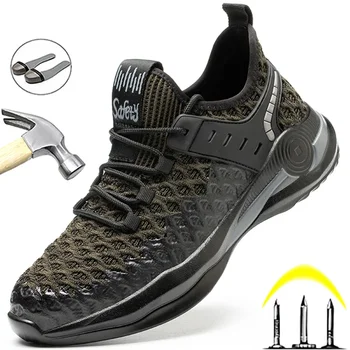 Erkek İş Güvenliği Botları Yıkılmaz iş ayakkabısı Çelik burun Güvenlik Ayakkabıları İş Sneakers Erkek Hafif Konfor iş çizmeleri erkek ayakkabısı