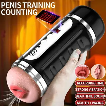 Gerçek Kızlar Erkekler İçin Otomatik Erkek Zamanlı Masturbator Kupası Titreşim Gerçek Vajina Penis Oral Seks Makinesi Vakum Oyuncaklar Yetişkin malzemeleri