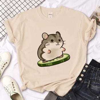 Hamster t-shirt kadın komik tasarımcı tshirt kadın manga anime y2k giyim