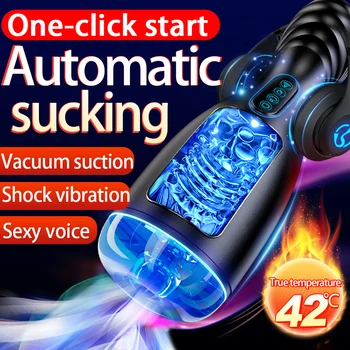 Isıtma oral Seks emme Makinesi Masturbator Erkek Elektrikli Ekipman Mastubartor erkekler Otomatik Vibratör Seks Oyuncakları Vajina Vajina