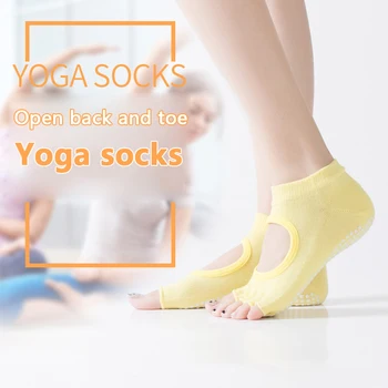 Kaymaz Yoga Çorapları için Orta Tüpte Tutkallı Açık Parmaklı ve Sırtı Açık Yoga Çorapları