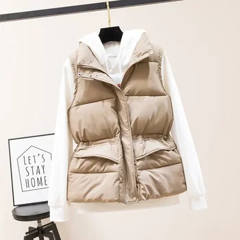Kış kadın Parkas Pamuk Yastıklı Mont Yelek Moda Kalın Aşağı pamuklu ceket Ekmek Elbise Kadın Sıcak Taşınabilir Dış Giyim