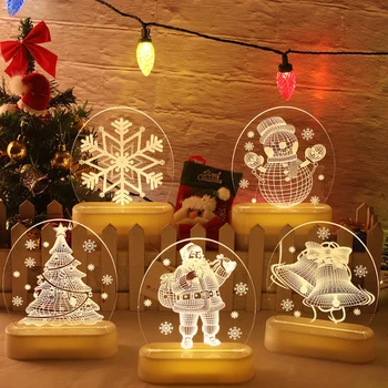 Merry Christmas 3D LED Gece Lambası Akrilik Noel Baba Masa Lambası Noel Dekorasyon Ev İçin Noel Hediyesi Yeni Yıl yatak odası dekoru