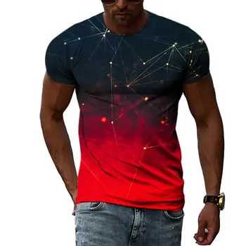 Moda erkek tişört Çok Boyutlu Grafik Tee Erkekler İçin Rahat 3d Baskı Harajuku Kişilik Yuvarlak Boyun Kısa Kollu Üst