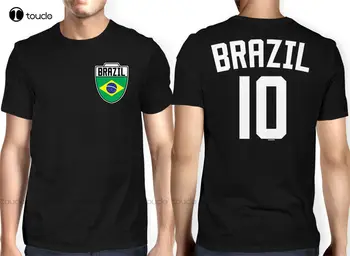 Moda Kısa Kollu Siyah T Gömlek Gençlik Yuvarlak Yaka Özelleştirilmiş T-Shirt Brezilya Brasil Soccers Futbolcusu Sporter Vintage