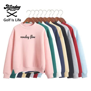 Mondayflow Golf Giyim kadın Sonbahar ve kışlık kapşonlu Uzun Kollu Alt Kat Golf Sıcak Üstleri