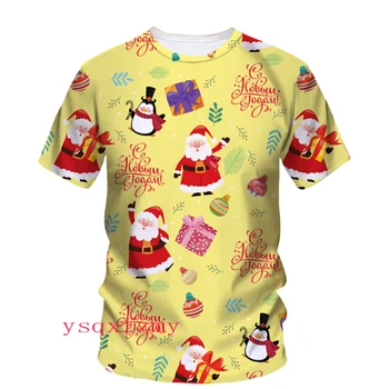 Noel Hediyesi Kardan Adam Baskı T-shirt Eğlenceli 3D Tatil Parti Yeni Moda Mutlu Crewneck kısa kollu erkek tişört kadın Üst Çocuk