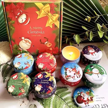 Noel mum Kavanoz Hediye Kutusu Şeker çiçek çayı Aromaterapi Teneke Kutu Saklama Kabı Yuvarlak Davul Şekilli Metal Teneke Kutu Malzemeleri