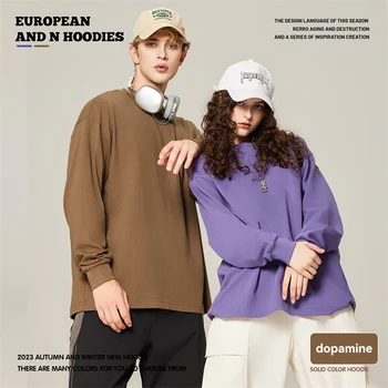 Riverstone yüksek kaliteli svetşört Uzun Kollu Düz Renk Moda Avrupa erkek Yuvarlak Boyun Kazak Sonbahar Giyim