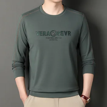 Sonbahar erkek Kazak Ergen Mektup Baskılı uzun kollu tişört Moda erkek Giyim Yeşil O Boyun Harajuku En Yeni