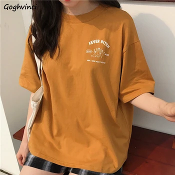 T-shirt Kadın Ulzzang BF Kolej Tarzı Taze Tatlı Tüm Maç Mektup Baskılı Streetwear Gevşek Kız Minimalist Yeni Sıcak Satış