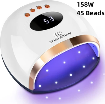 UV LED tırnak lambası, Jel Cila için 158W Hızlı Jel tırnak ışığı, 45 lamba yuvası ile Profesyonel Kürleme