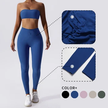WISRUNING İpli Yüksek Bel Yoga Tayt Spor Push Up Spor Tayt Kadınlar için egzersiz kıyafetleri Spor Salonu Kıyafeti