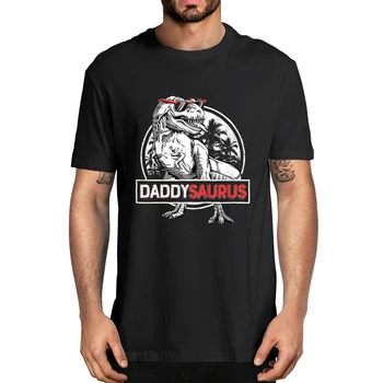 XS-5XL %100 % Pamuk Baba Saurus T rex Dinozor Hediye babalar Günü Aile Eşleştirme Komik erkek Yenilik grafikli tişört Tee Rahat