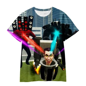 Yeni Eğlenceli Skıbıdı Tuvalet T-shirt 3D Baskılı Sokak Giyim Moda Rahat Büyük Boy O-Boyun Kısa kollu Üst Trend Giyim