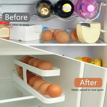 Yumurta Tutucu Dağıtıcı Buzdolabı Yumurta Haddeleme Depolama Rafı Yerden Tasarruf Sağlayan Haddeleme Yumurta Dağıtıcı ve Organizatör Ev Depolama Tepsileri