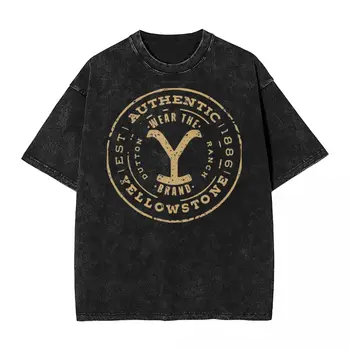 Yıkanmış T Shirt Serin Yellowstones - S Hip Hop vintage tişört Boy Streetwear %100 % Pamuk Baskılı Üstleri Tee Gömlek Erkekler Kadınlar için